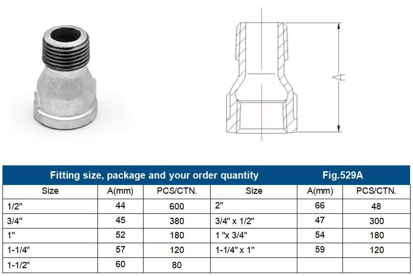GI Reducer Pipe Fitting Socket Fig. 529A