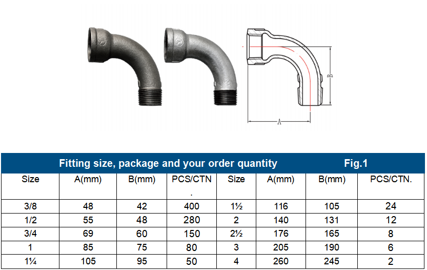 Male and Female Threaded Long Radius Elbow Bend 90 Degree Price