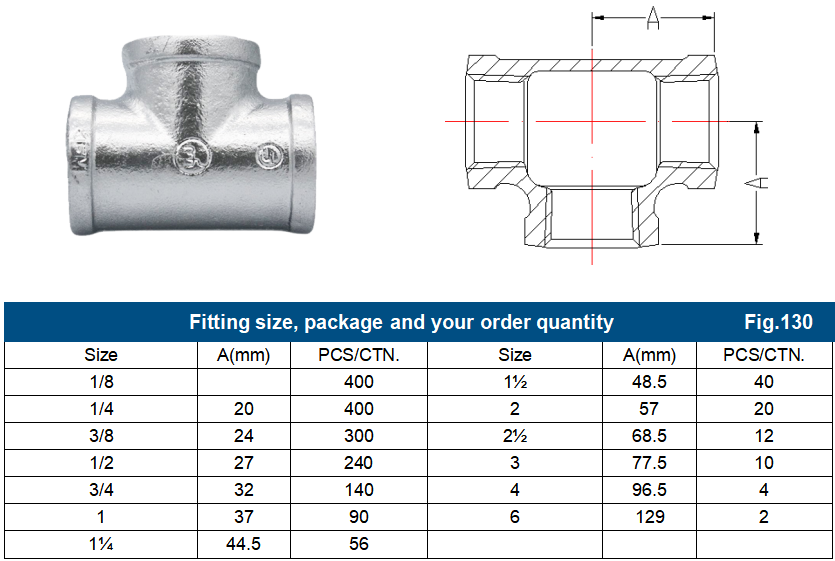 Galvanized Equal Tee Pipe Fitting Tee Pipe Fitting