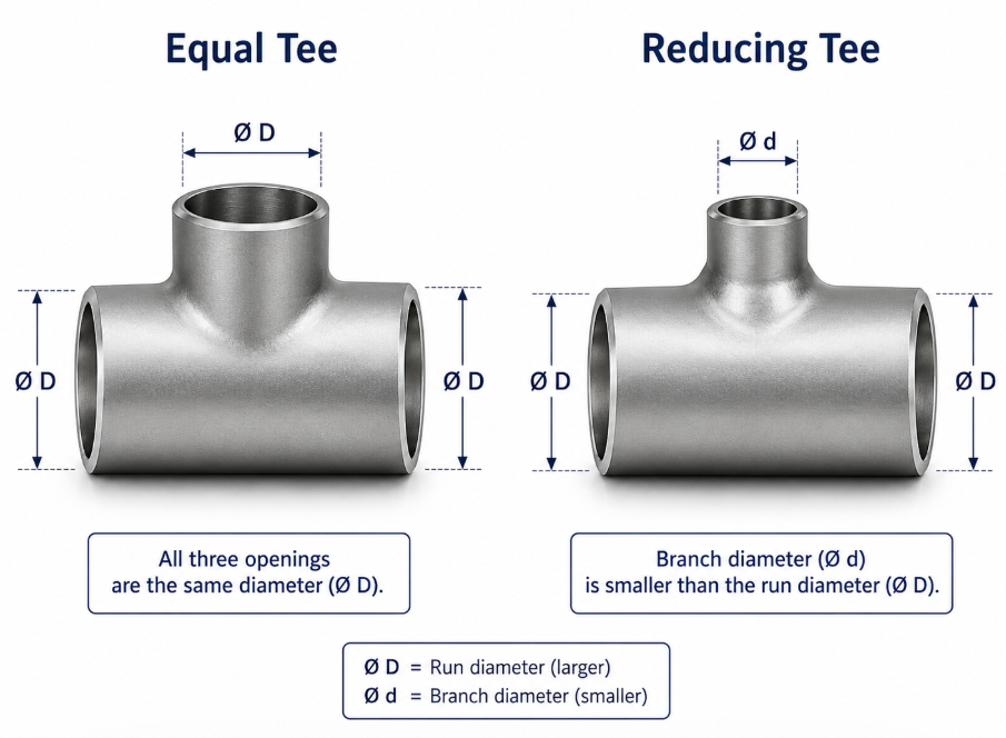equal tee vs reducing tee