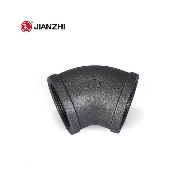 Everflow Supplies BMFF0018 1/8 45 Degree Malleable Iron Elbow Fitting for High Pressures with Female Thread Connects and Black Finish 