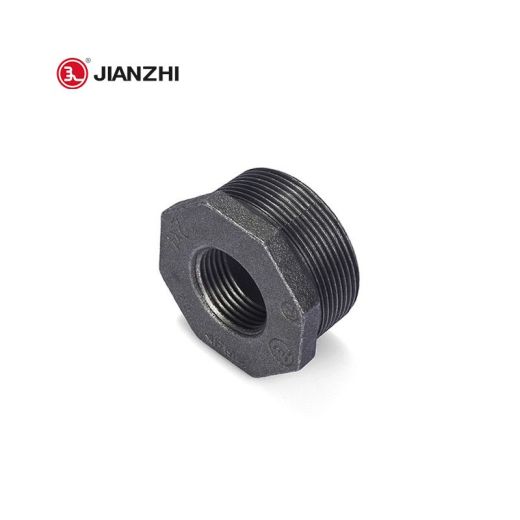 1-1/2" x 3/4" BSP Black Malleable Iron Hexagon Reducing BushMale to Female 