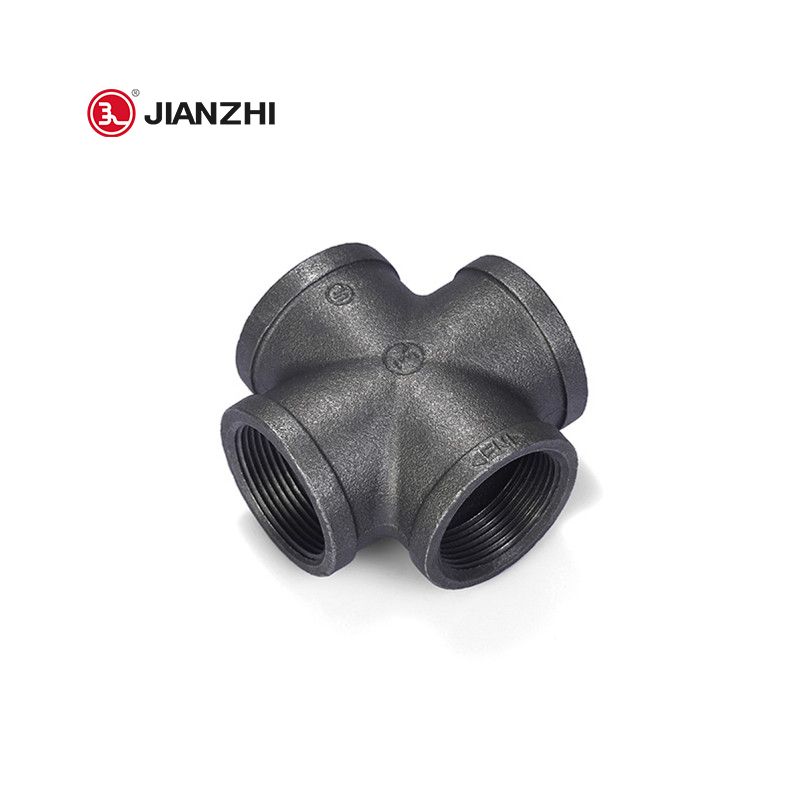 1/2" BSP Cross Black Malleable Iron Pipe Fitting 