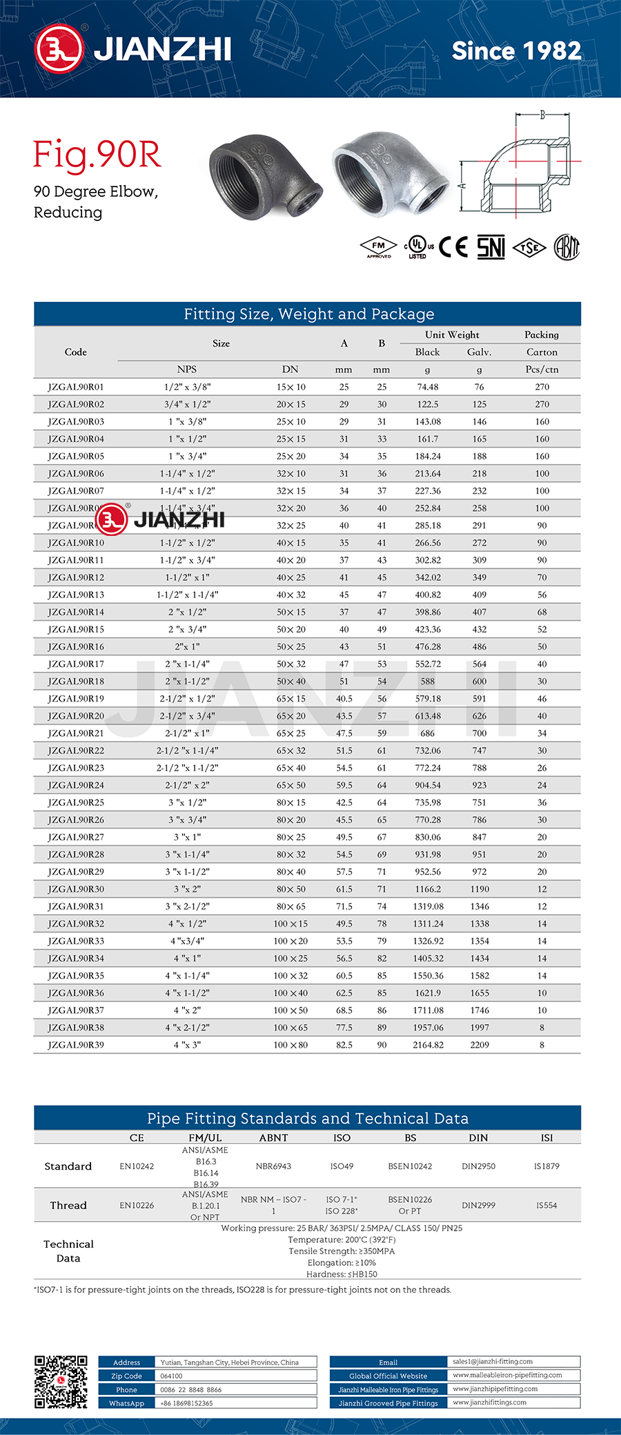 Pipe Joints 90 Degree Elbow Reducing Fig.90R factory