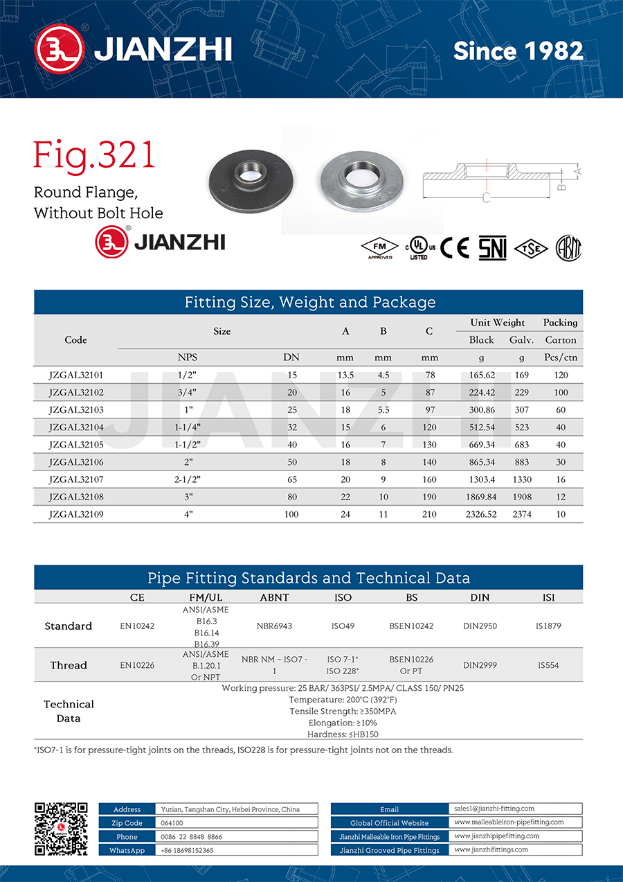 Galvanized Pipe Flange Blind Flange Fig.321