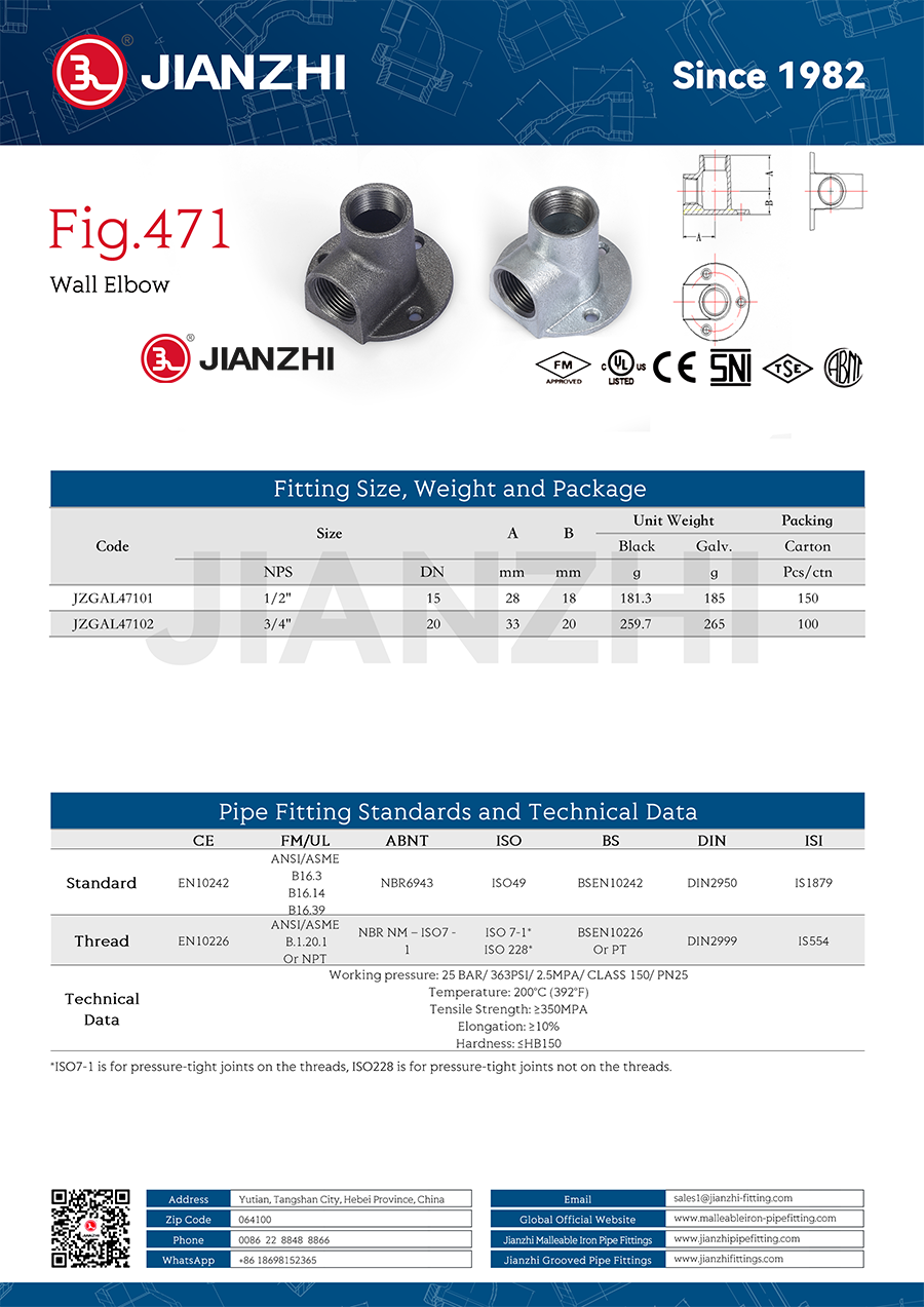 GI Fittings Bracket Elbow Fig. 471