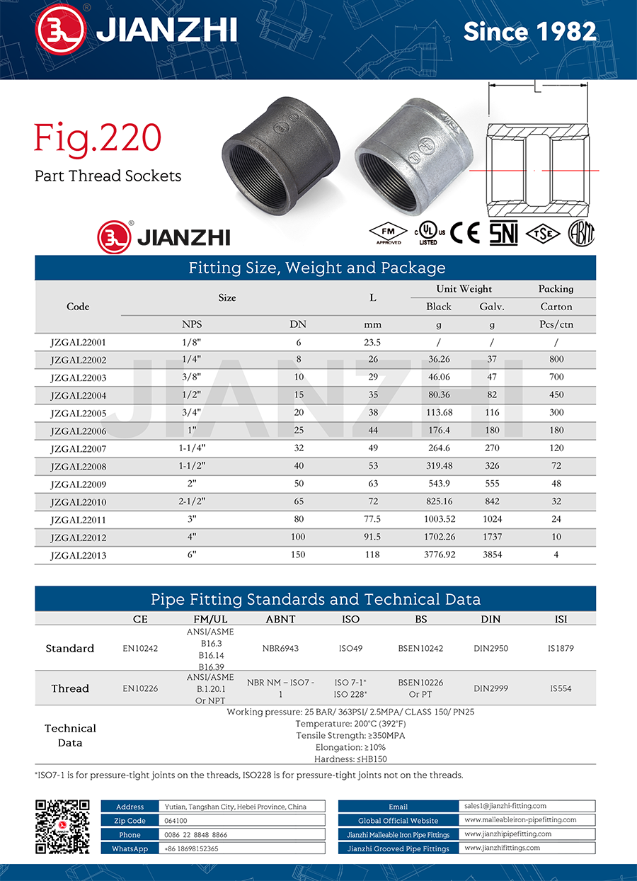 Black Malleable Female Socket Fig.220