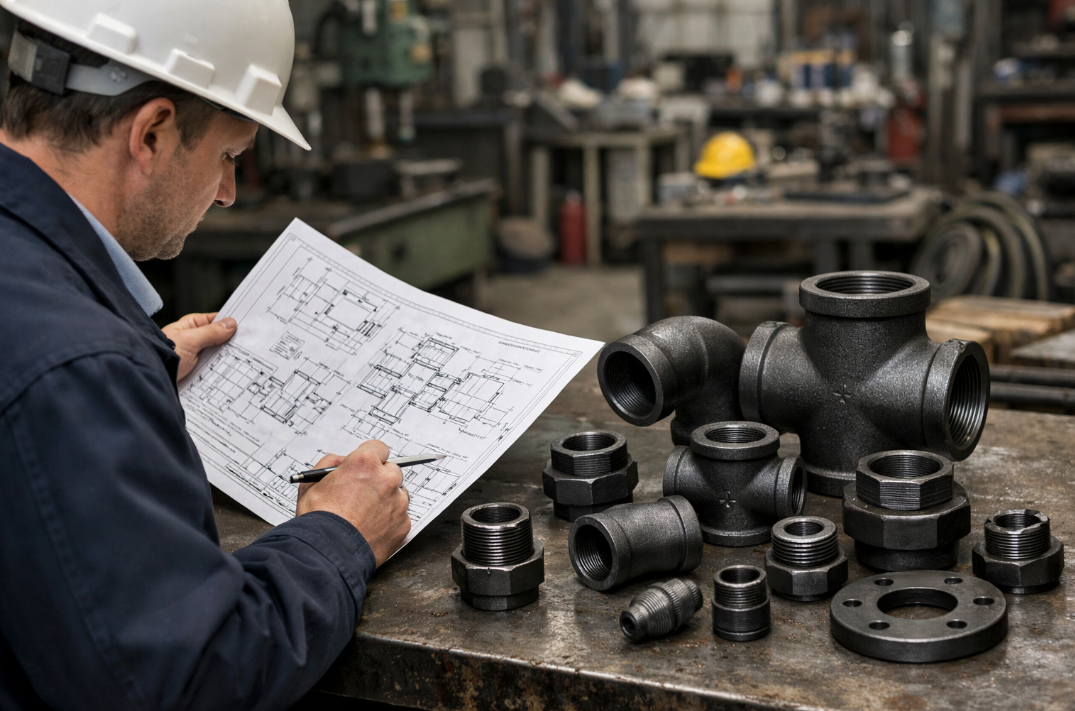 Custom Black Iron Pipe Fittings for Plumbing Systems